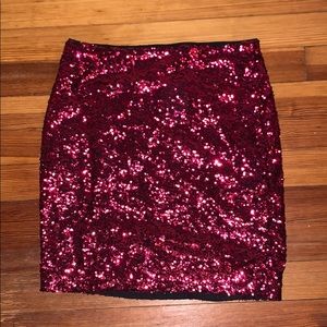 Red Sequin Mini Skirt